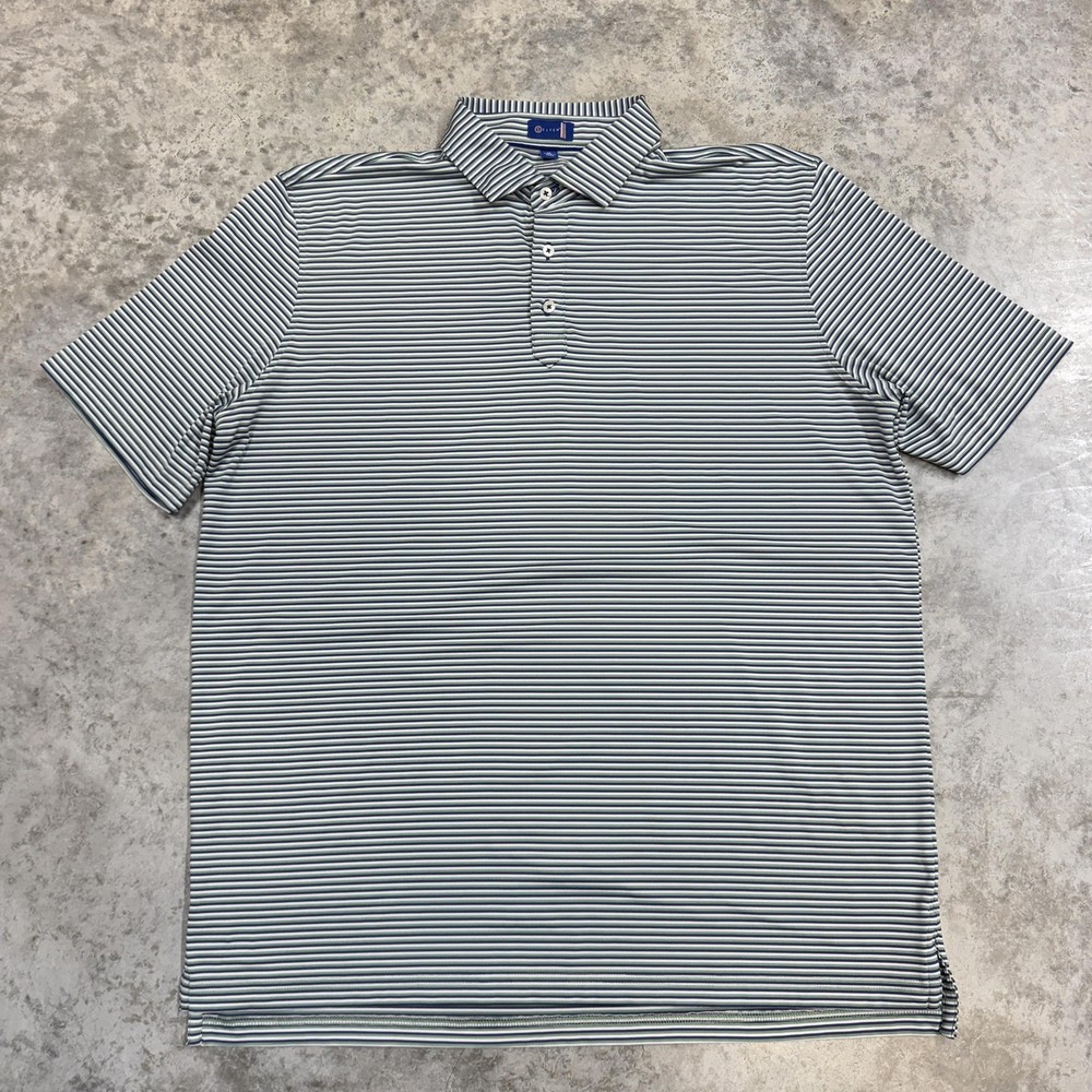 Stitch Polo Shirt Mens XL Blue Green Stripe Golf Performance Short Sleeve Top