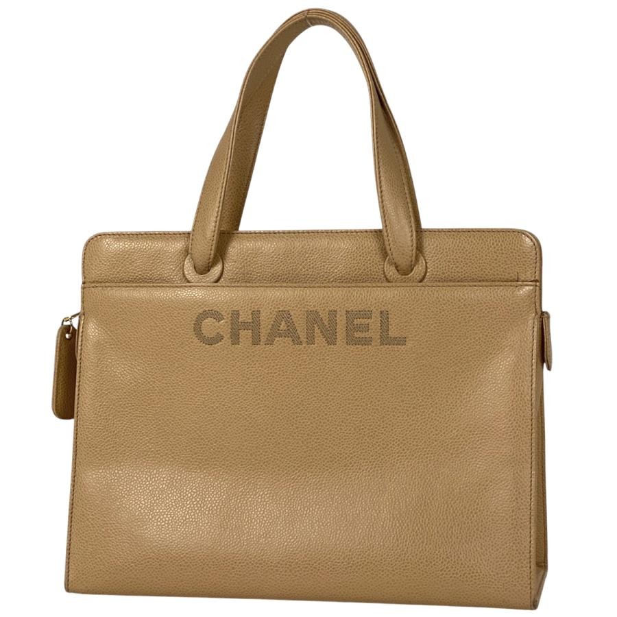 Chanel Beige Caviar Leather Logo Handbag Pre-Owned