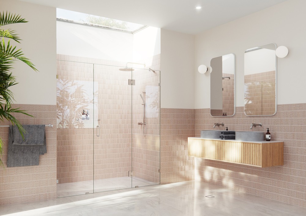 Stellar 78H x 66.25W Nickel Hinged Glass Shower Door GHF-66.25