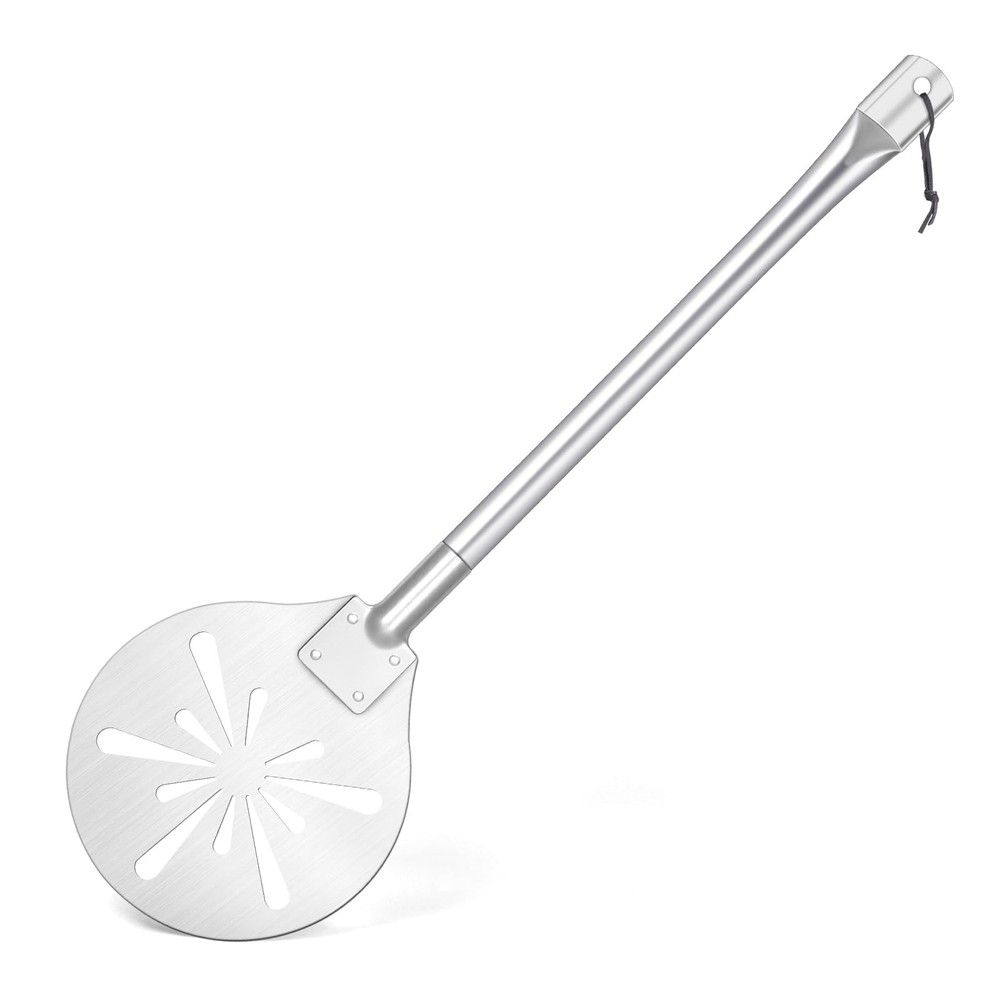 7 Inch Perforated Pizza Peel – Non-Stick Lightweight Round Paddle by Leonyo