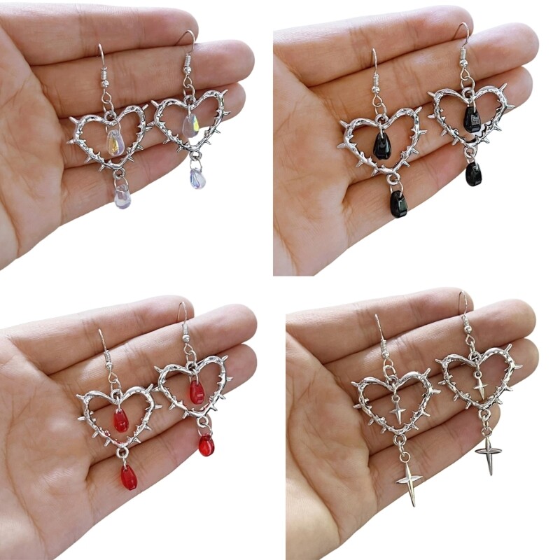 Stylish Heart Star Bead Pendant Statement Earrings for Women and Girls