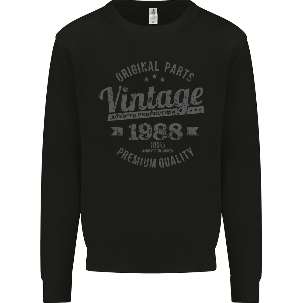 Vintage Year 37th Birthday 1988 Mens Sweatshirt Jumper Black