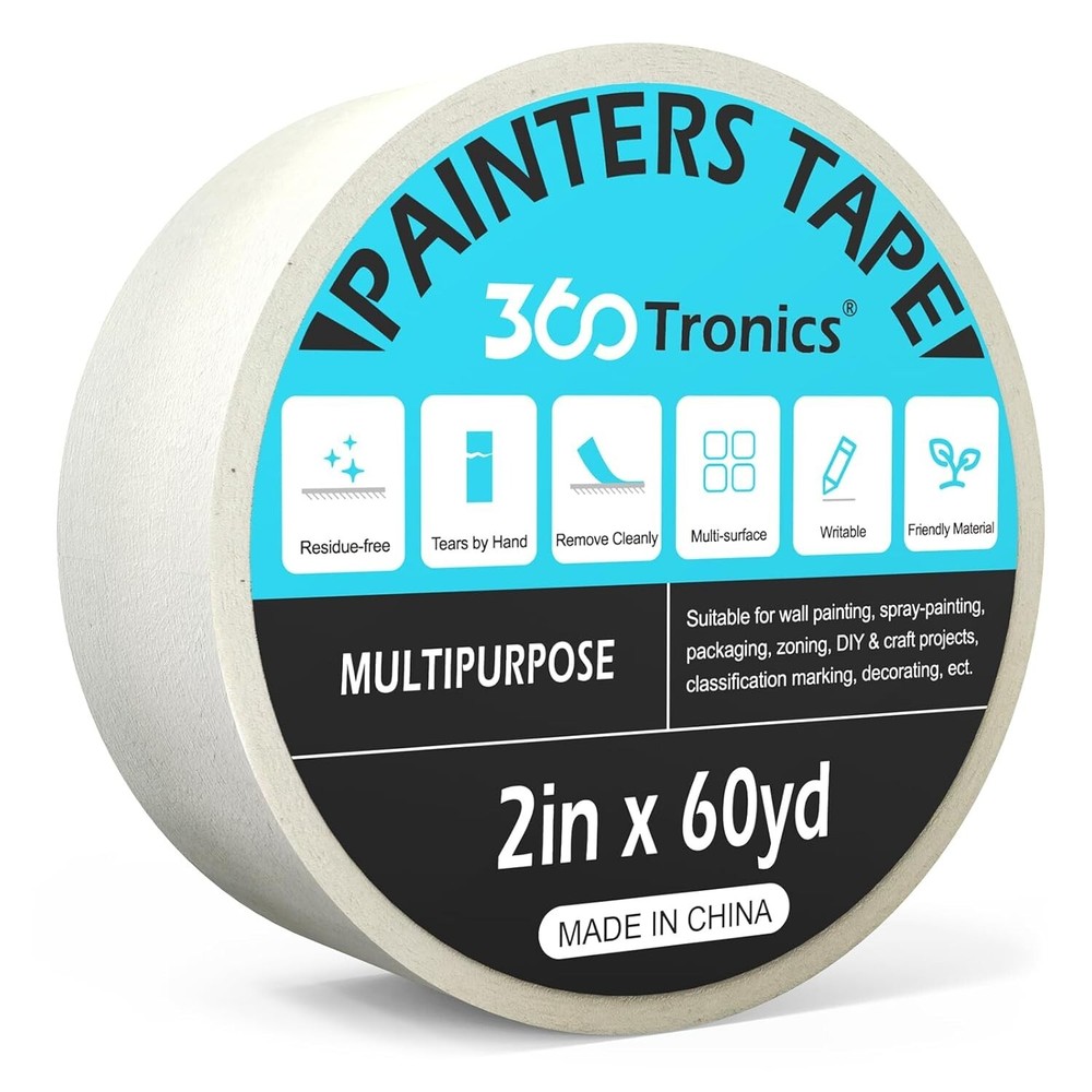 White Painters Tape Multi-Surface Tape, 2 in x 60 yards per roll, Easy to Remove