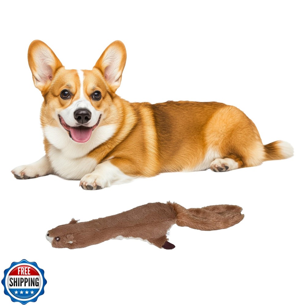 SPOT Skinneeez Plus Squirrel Stuffing Free Dog Toy with Two Piece Rubber Body