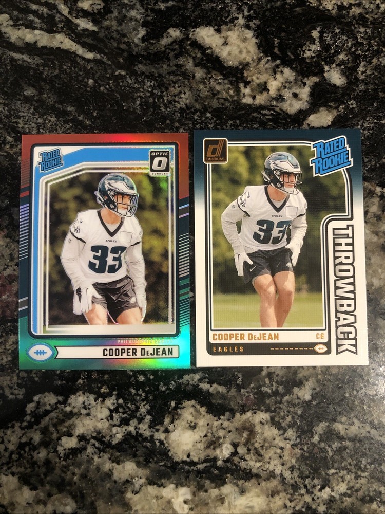 2024 Donruss Optic Preview Red & Green Cooper DeJean Rookie Cards Lot of 2 Philadelphia Eagles 🦅 Collectible NFL Football