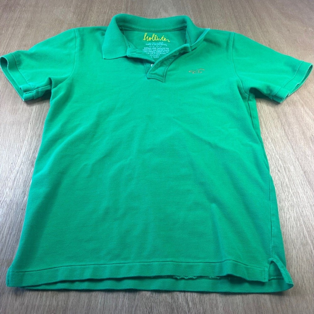 Hollister Green Polo Shirt Mens Medium Short Sleeve Cotton Casual Classic Logo