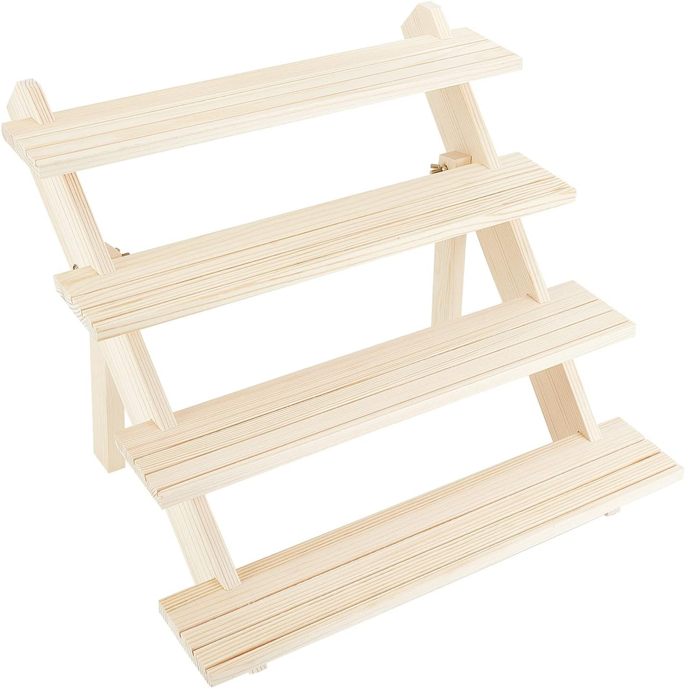 4-Tier Detachable Wooden Riser Stand for Jewelry with 12 Slots  