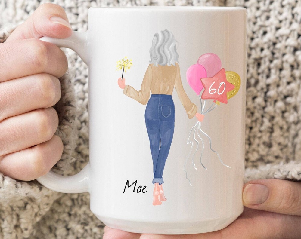 Custom 60th Birthday Mug Pick Your Hair Mug Personalized Coffee Mug Custom Birth