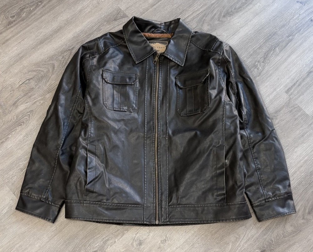 Vintage 90s Y2K Arizona Jean Company Black Leather Jacket Men’s XXL