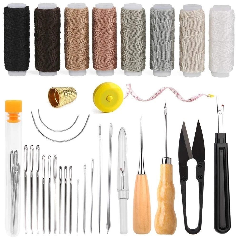Leather Upholstery Repair Kit with Sewing Awl and Seam Ripper for Hand Stitching