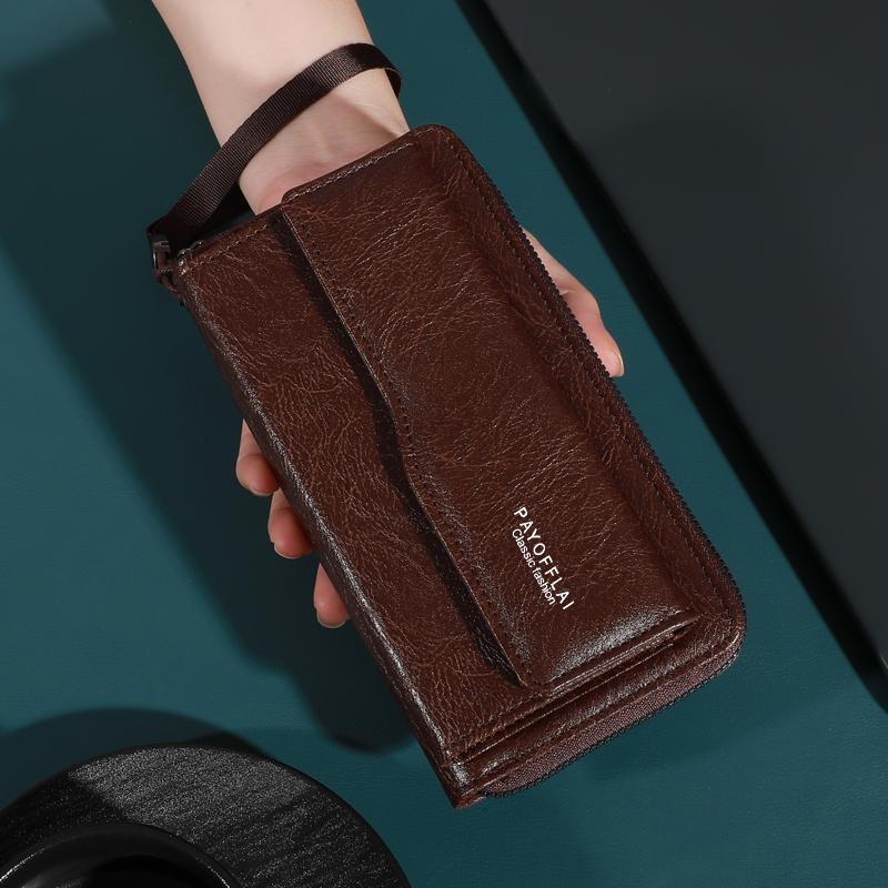 Multicolor Zipper Leather Wallet Credit Card Holder Unisex Modern Business Medium  