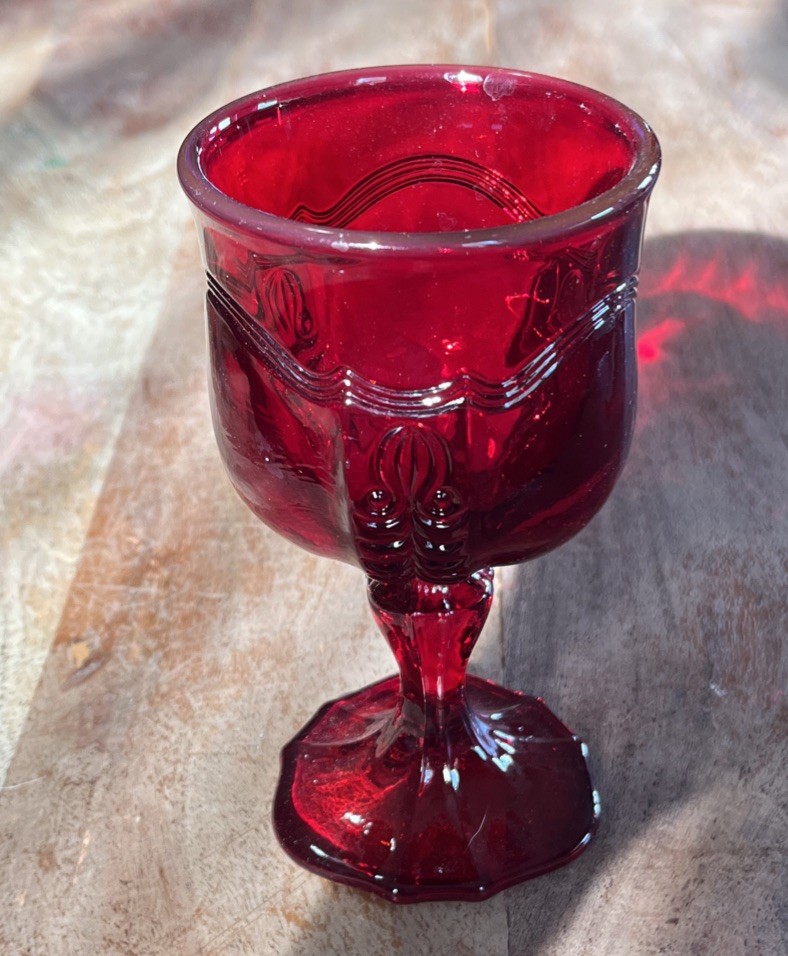 Vintage Fenton Empress Feather Red Ruby 6 Oz Goblet 5.5 Inch Tall  