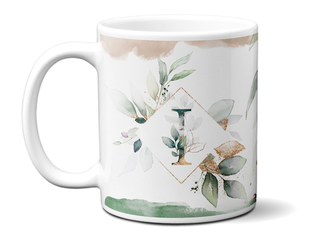 Floral Alphabet Name Mug Personalized Coffee Cup With Flowers Initial Monogram C