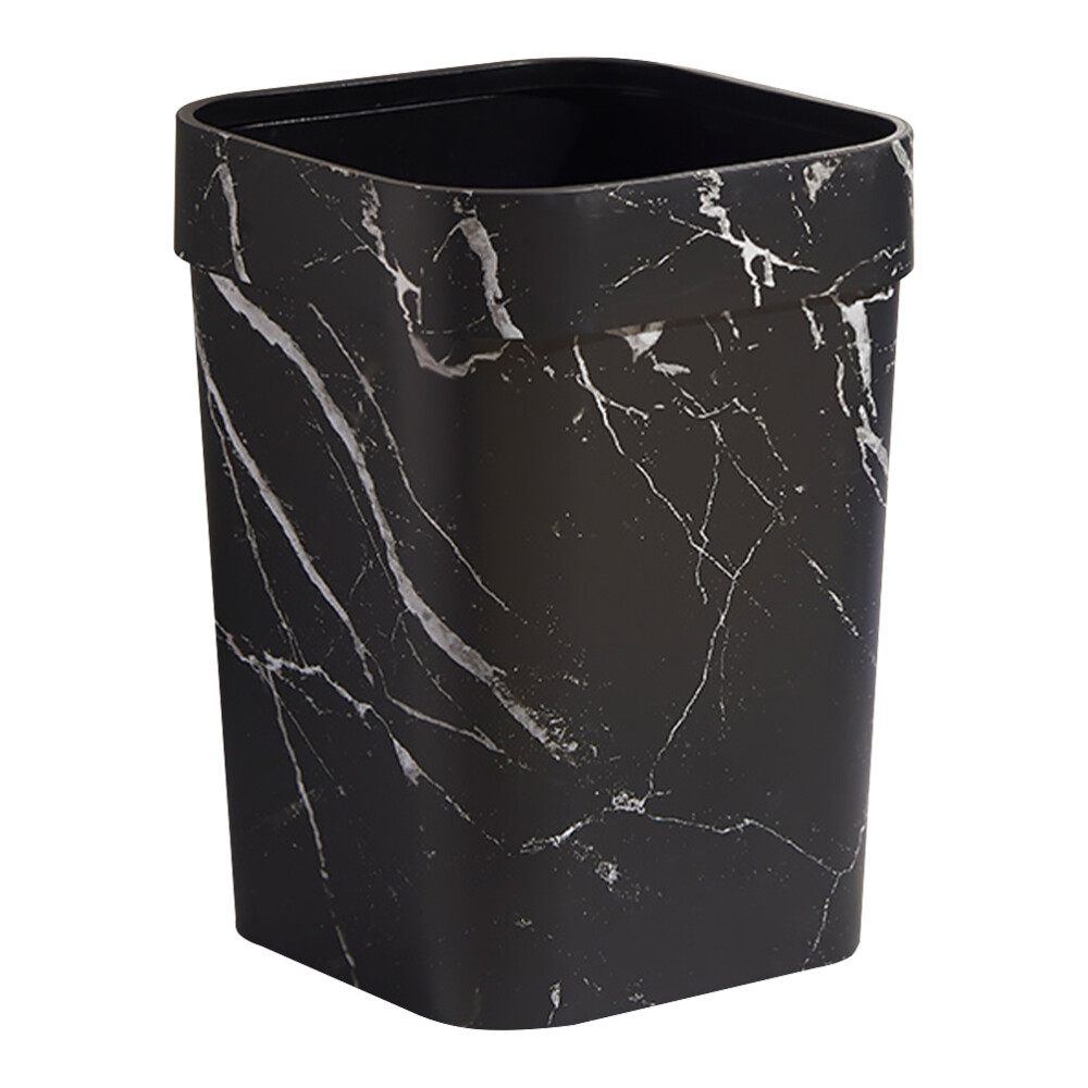 Black Marble Trash Can Bathroom Square Bin Firm Base Premium Material