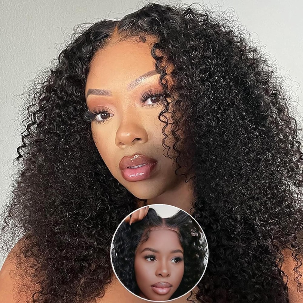 Glueless Wigs Human Hair Pre Plucked Pre Cut 4x4 Curly Lace Front Wig Human Hair