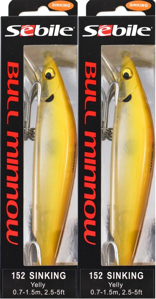 (LOT OF 2) SEBILE BULL MINNOW BMI-152-SK-YLY 2-3/8OZ 1443249 YELLY DM1116