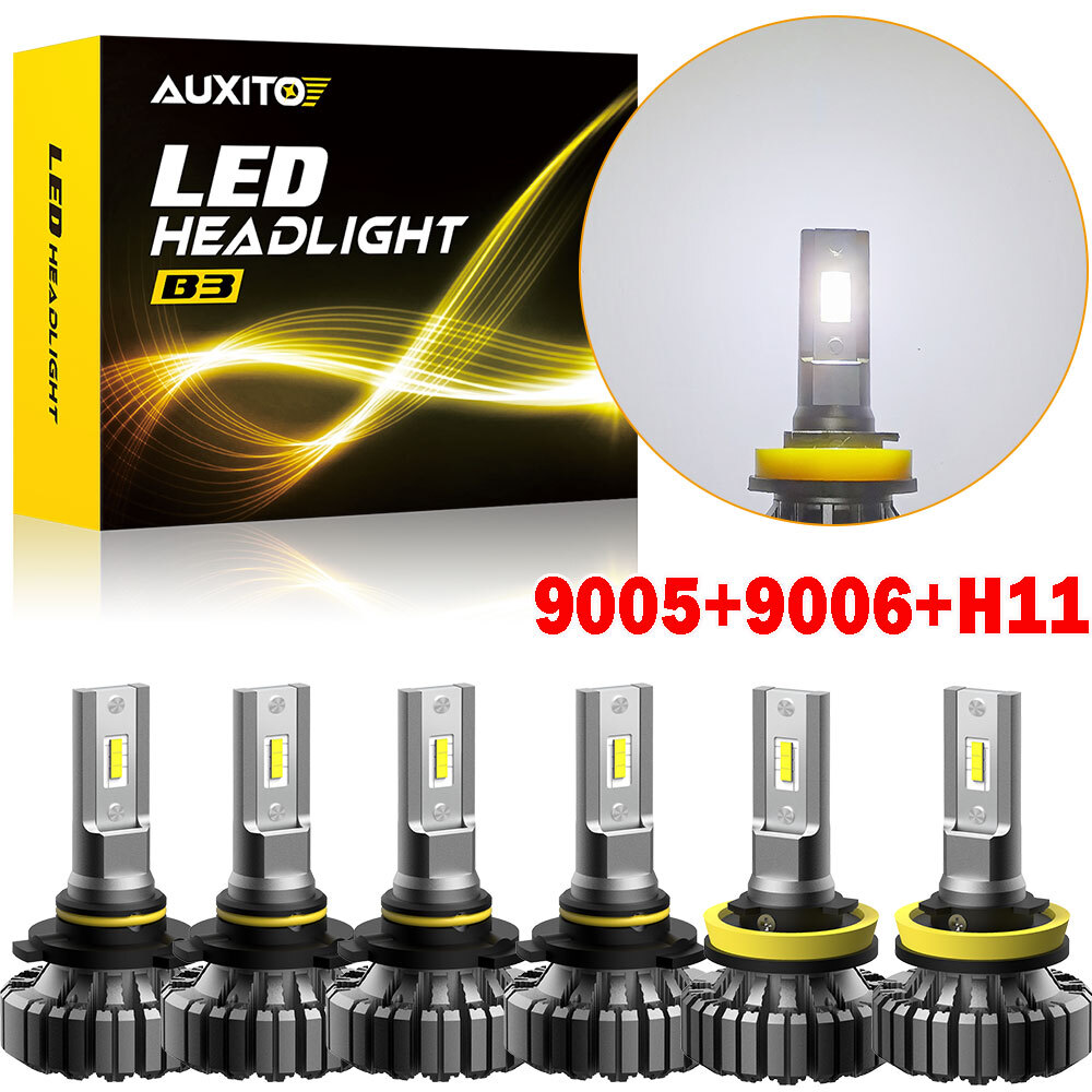 6x 9005 9006 LED H11 Headlight High Low Beam Bulbs 6500K Head Fog Lights EOOH