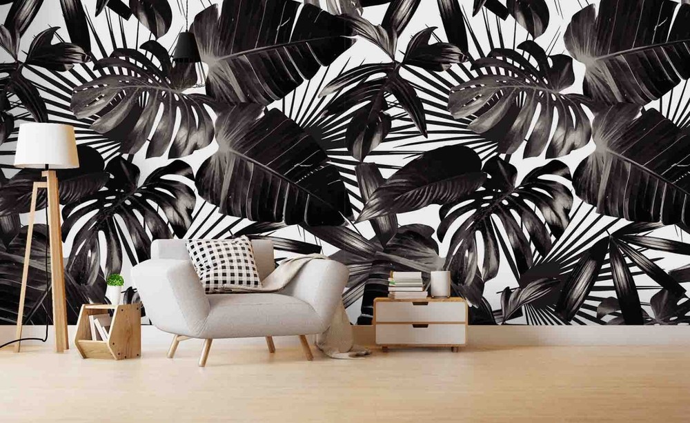 3D Black Plant Leaf Wall Murals Wallpaper Murals Wall Sticker