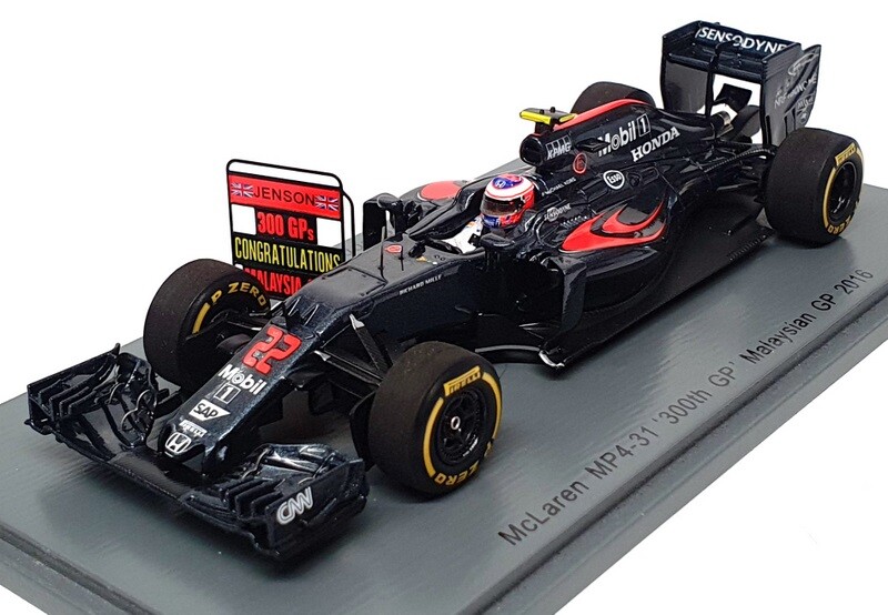 Spark 1/43 Scale S5024 - F1 McLaren MP4-31 300th GP #22 Malaysian GP 2016 Button