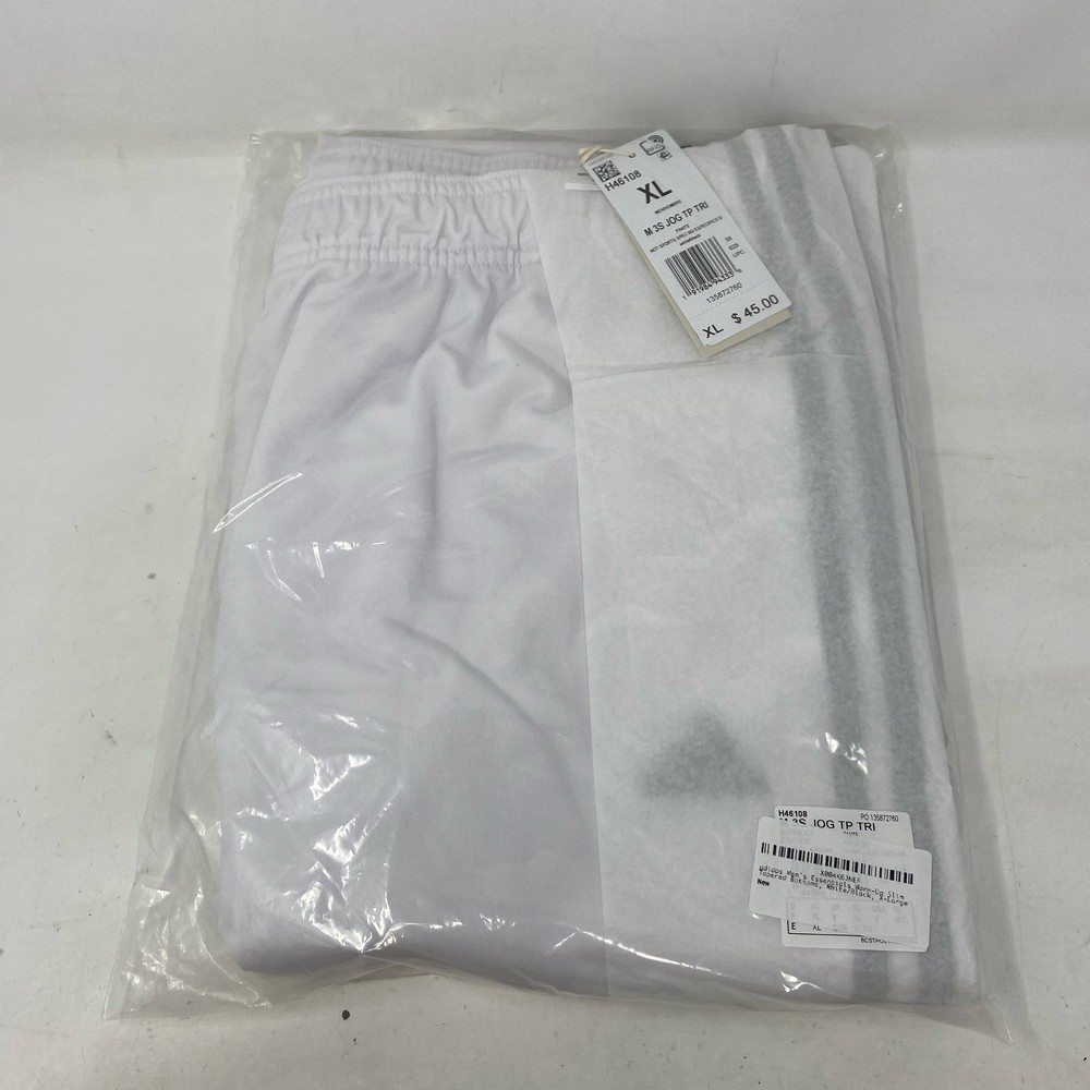 adidas Men’s Essentials Warm-Up Tapered 3-Stripes Track Pants H46108 White/Black