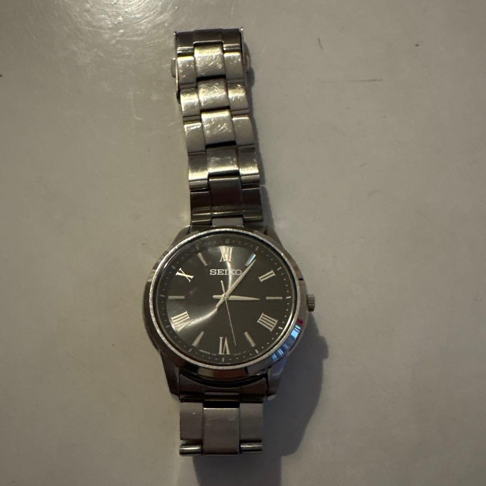 Seiko Analog Watch Black Stainless Steel Used From Japan