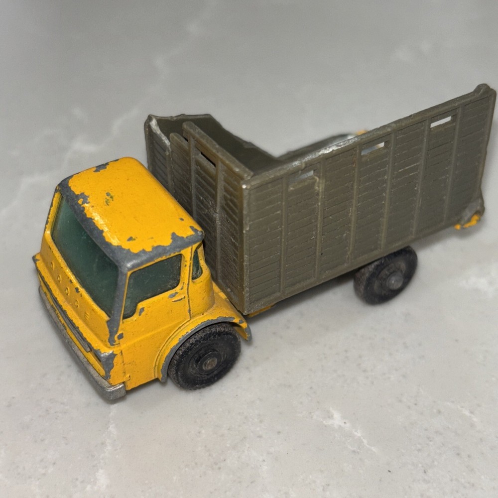 Vintage Matchbox Rare First Edition #37 Cattle Truck Yellow Diecast Toy Car