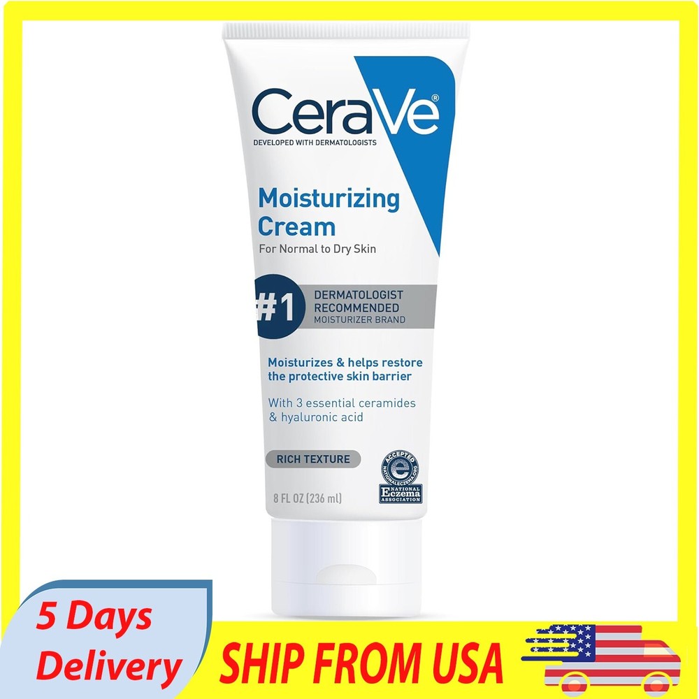 CeraVe Hydrating Face & Body Moisturizing Cream for Normal to Dry Skin 8 Fl Oz
