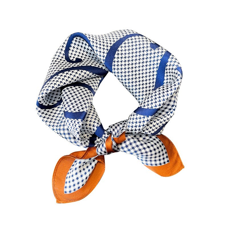 100% Silk Polka Dot Scarf Women Fashion Head Wrap Kerchief Turban 53x53cm
