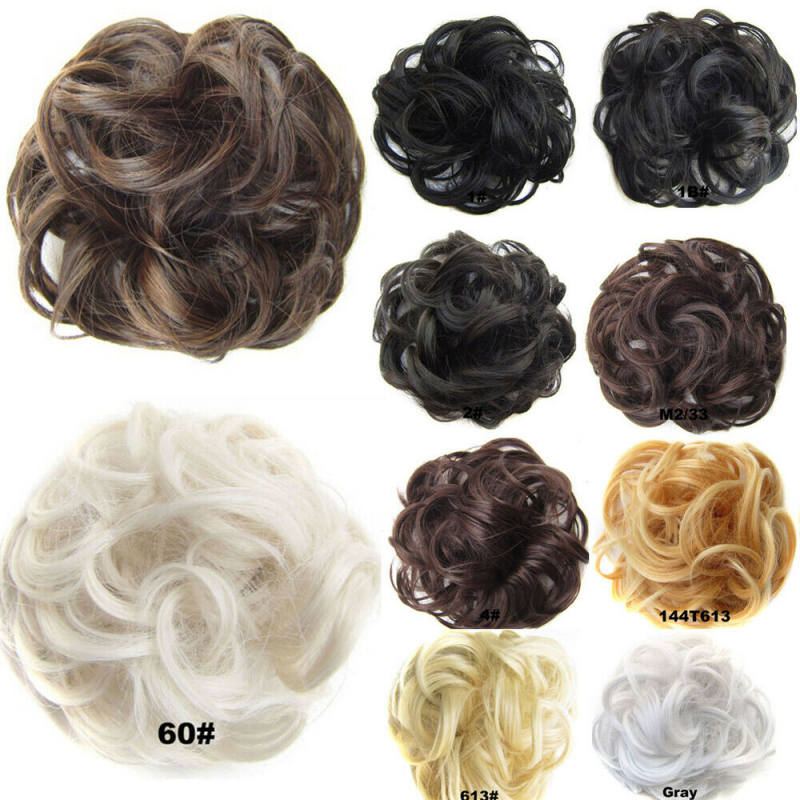 Real Soft Curly Messy Bun Hairpiece Scrunchie 100% Natural Hair Extensions
