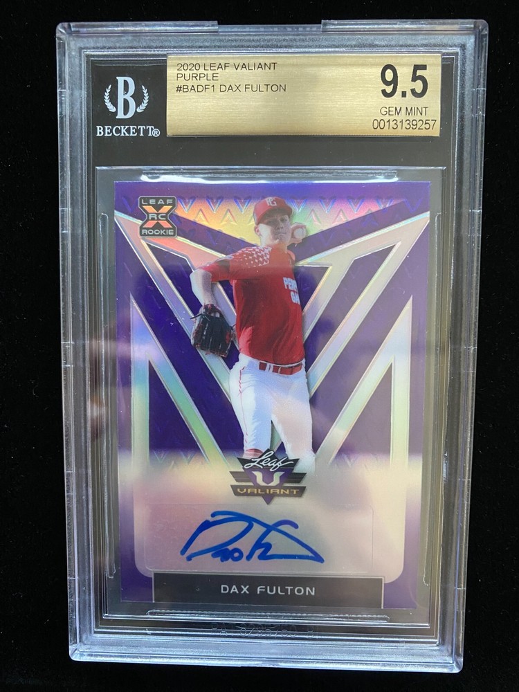 2020 Leaf Valiant Dax Fulton Purple Auto #/25 BGS GEM MINT 9.5 XRC SSP Rookie Card