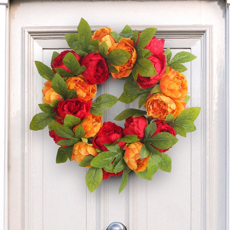 Colorful Artificial Seasonal Wreath for Door or Porch Decor
