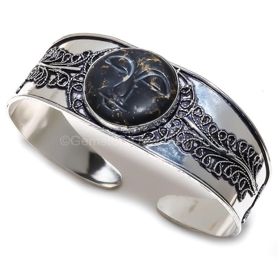 Cyber Monday Sale: Copper Turquoise Praying Hands 925 Silver Cuff Jewelry-image