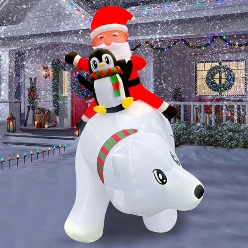 6FT Christmas Inflatable Outdoor Decoration, Blow Up Santa Claus Penguin