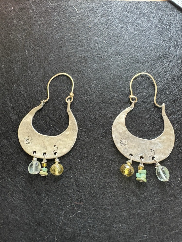 Jes Maharry Silver Dangle Earrings with Small Beads and 14k Gold Wires