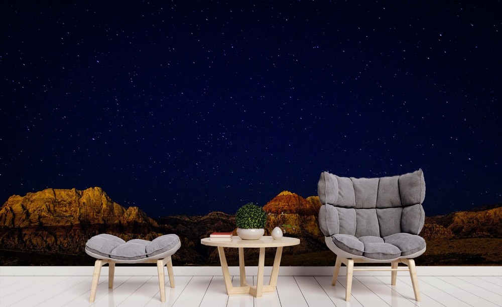 3D Mountain Starry Sky Night View Wall Murals Wallpaper Murals Wall Sticker 3