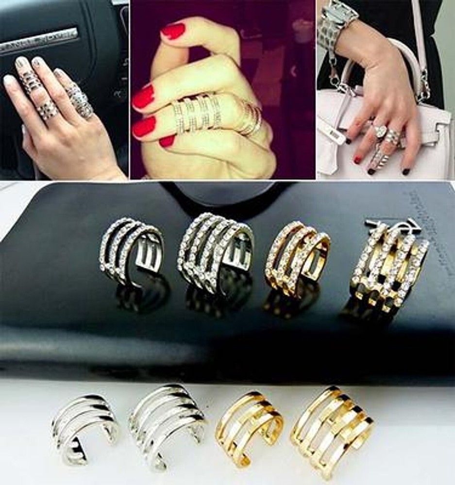Stylish Gold/Silver Rhinestone Circlet Ring for Women, Perfect Trendy Multiplayer Gift