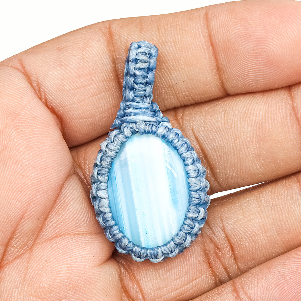 Botswana Agate Green Gemstone Pendant Friendship Silver Jewelry 1.75 Inch