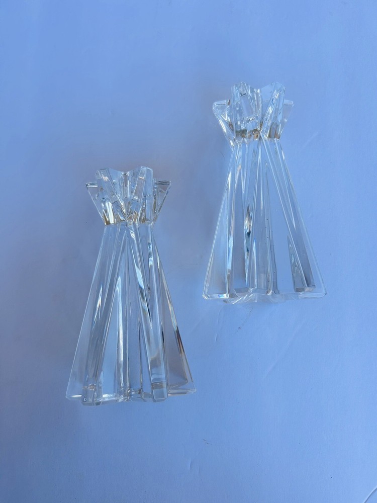 Lenox Ovations Starfire Crystal Candlesticks Set Pair 6