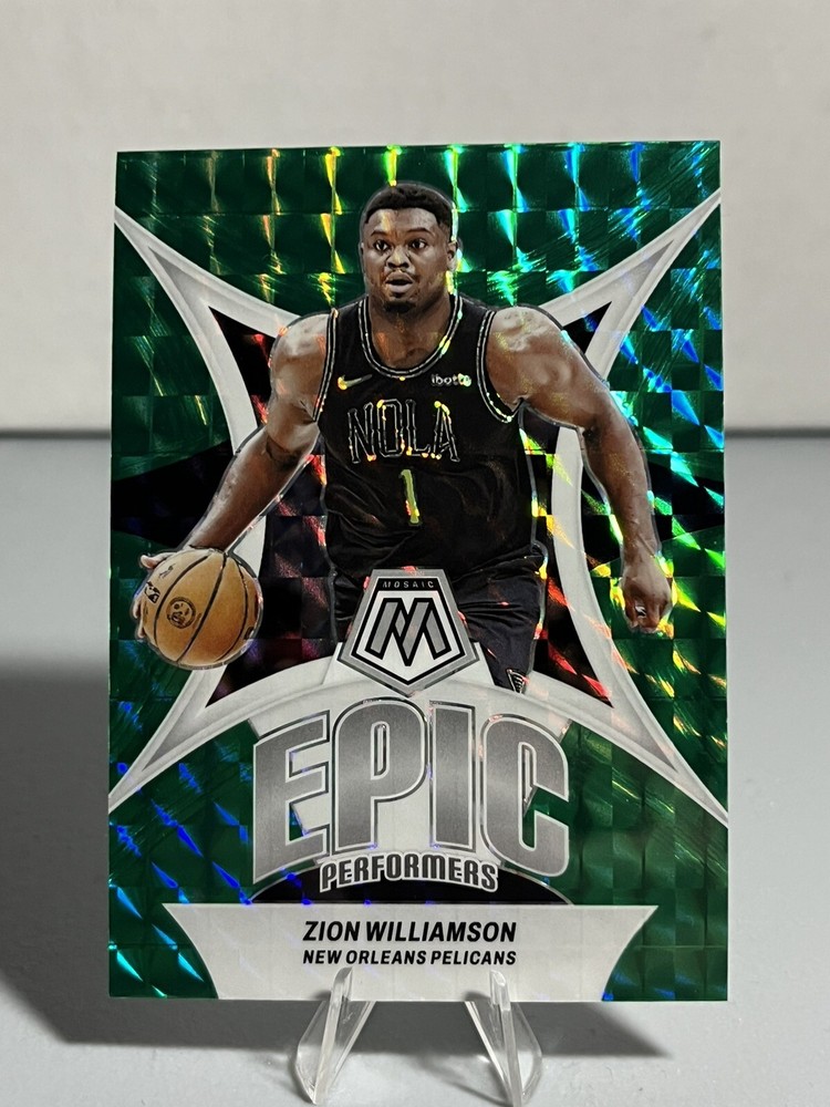 Zion Williamson 2023-24 Panini Mosaic Epic Performers Green Mosaic Prizm #10