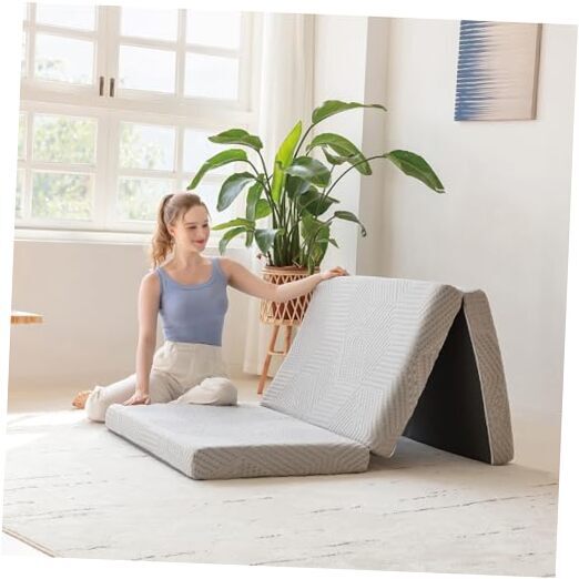 Tri-Fold Memory Foam Mattress, 4 inch Folding Mattress with Twin XL 4 Inch