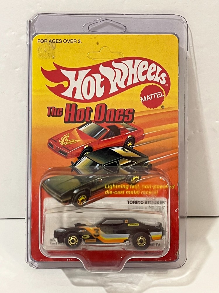 1983 Hot Wheels Gold Ones Black Ford Torino Stocker UNPUNCHED #7647 BLISTERPACK