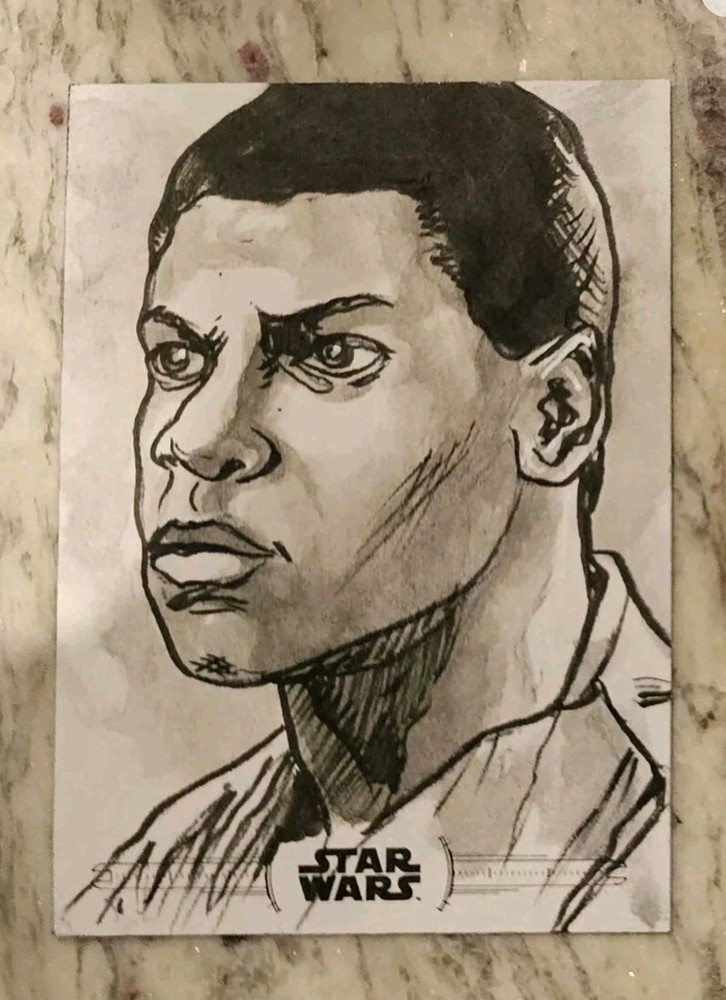 Star Wars Chrome Perspectives Finn Black & White Sketch Artist Dan Gorman 1/1