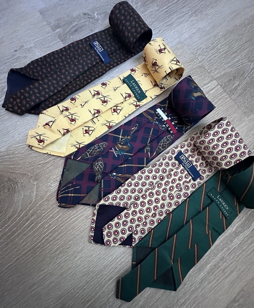5-Pack Tommy Hilfiger Polo Silk Ties | LRL Collection | 100% Silk