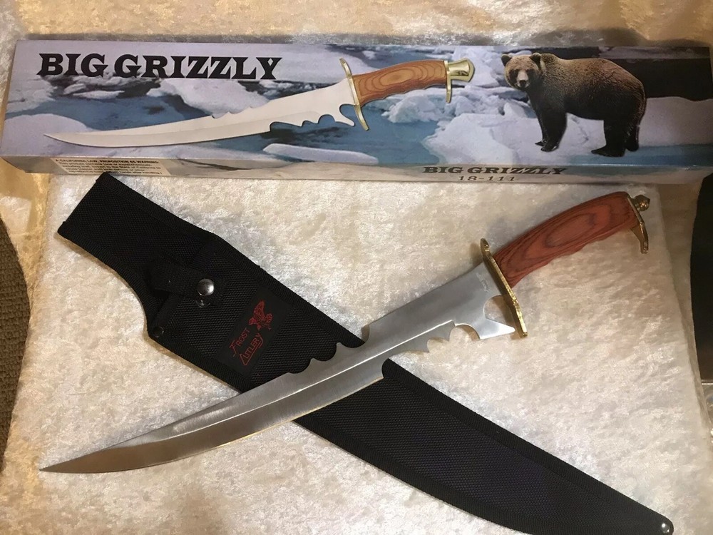 BIG FIXED BLADE Sword KNIFE FANTASY DAGGER NEW YEAR BIG GRIZZLY & Sheath-image