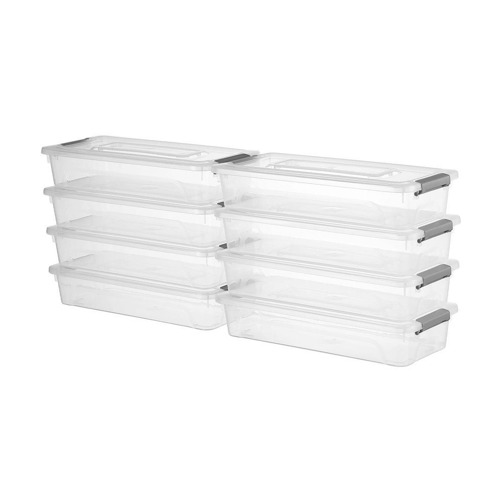 Clear Stackable Storage Bins with lid Storage Boxes Durable Plastic Organizer...