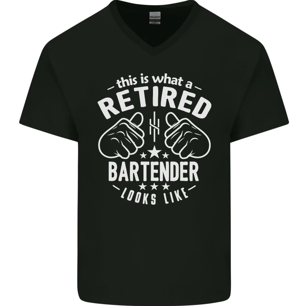 This Is What a Retired Bartender Looks Like Mens V-Neck Cotton T-Shirt