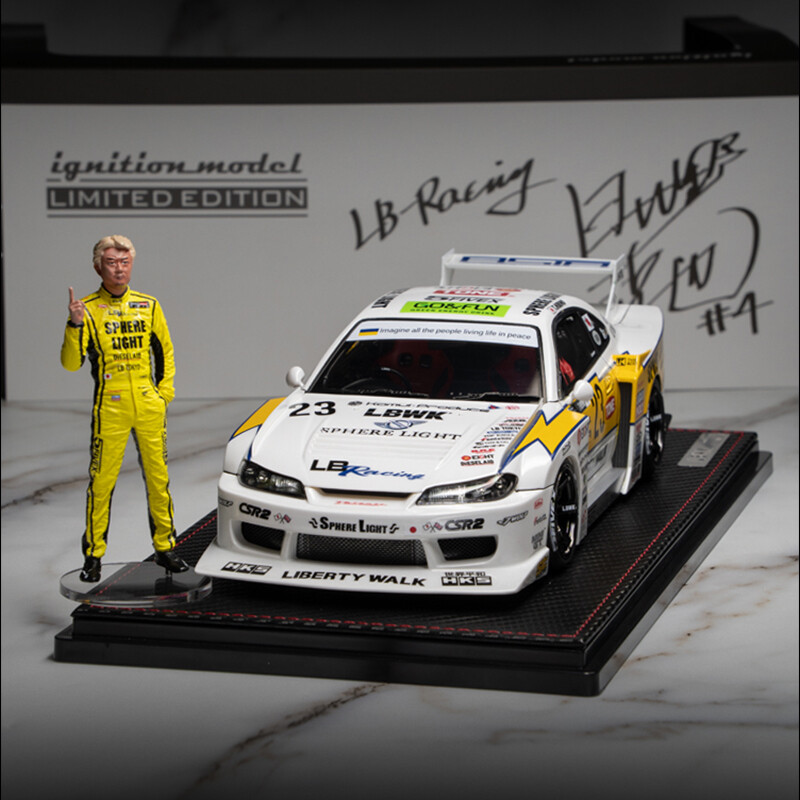 IG 1:18 Nissan LB-Super Silhouette S15 Silvia Diecast Car Model With Figure Doll