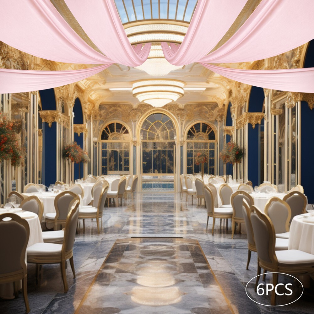 6pcs 5 x 20ft / 30 ft Premium Sheer Voile Ceiling Curtain Drapes Wedding Party！