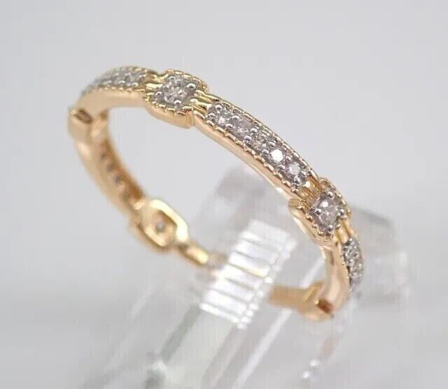 Round Cut Simulated Diamond Eternity Wedding Band Ring In 14k Yellow Gold Plated