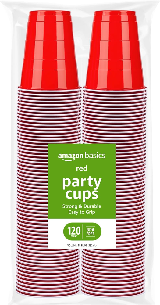 Disposable Plastic Party Cups, Red, 18Oz, 120 Count, Large Pack